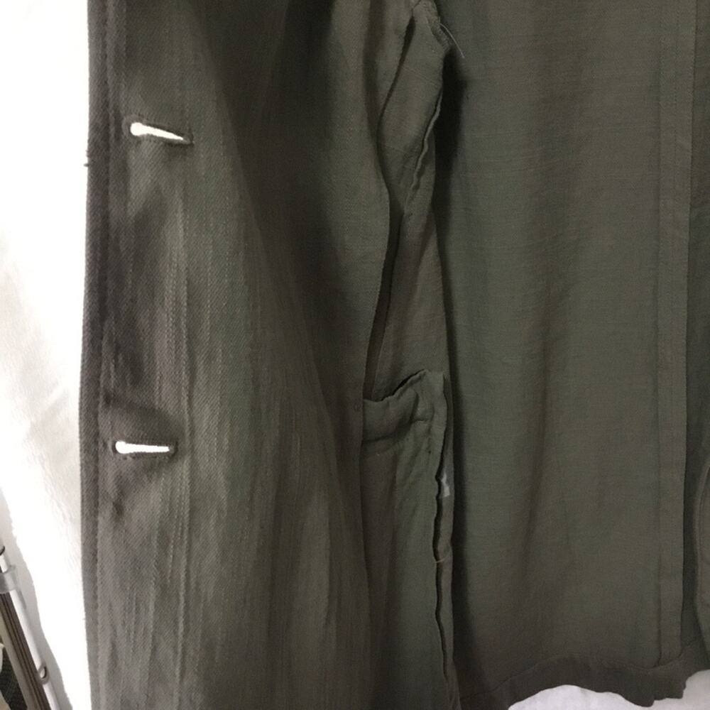 Zara Olive Green Linen Blend Button Over-Sized Blazer - Picture 12 of 14